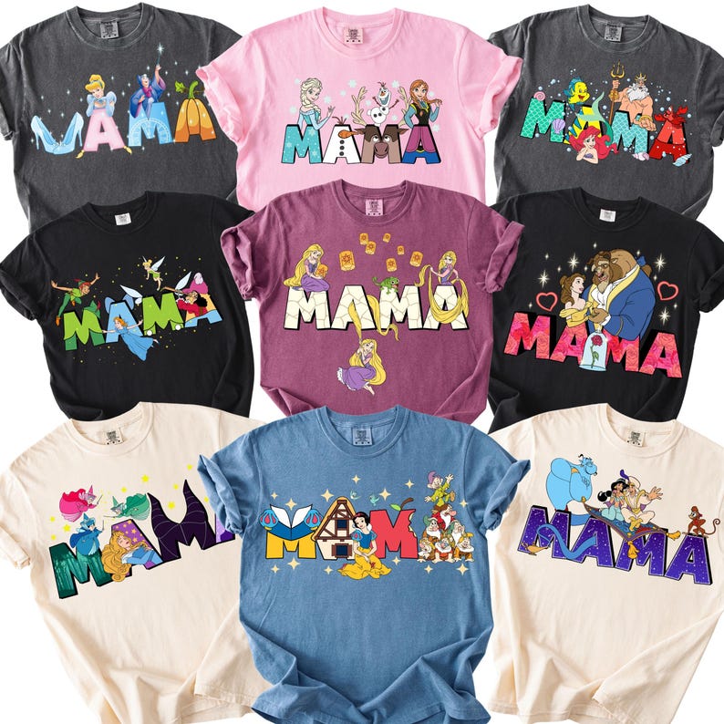 Comfort Color® Princess Mama Shirt Princess Mom Elsa Ariel Rapunzel Cinderella Belle Shirt Mother's Day tee Disneyland Ariel Shirt 00380 immagine 1