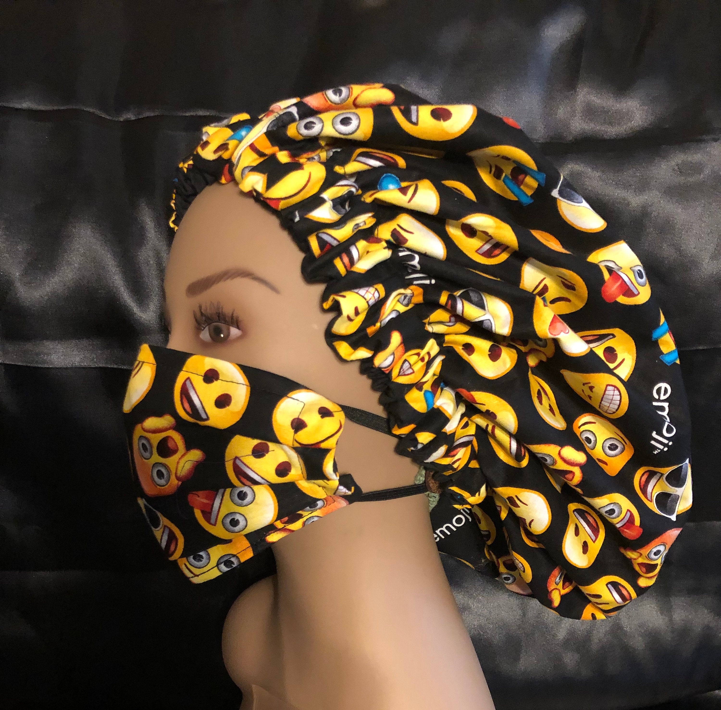 Emoji with Satin Lining Sleep Cap Hair Protector Etsy