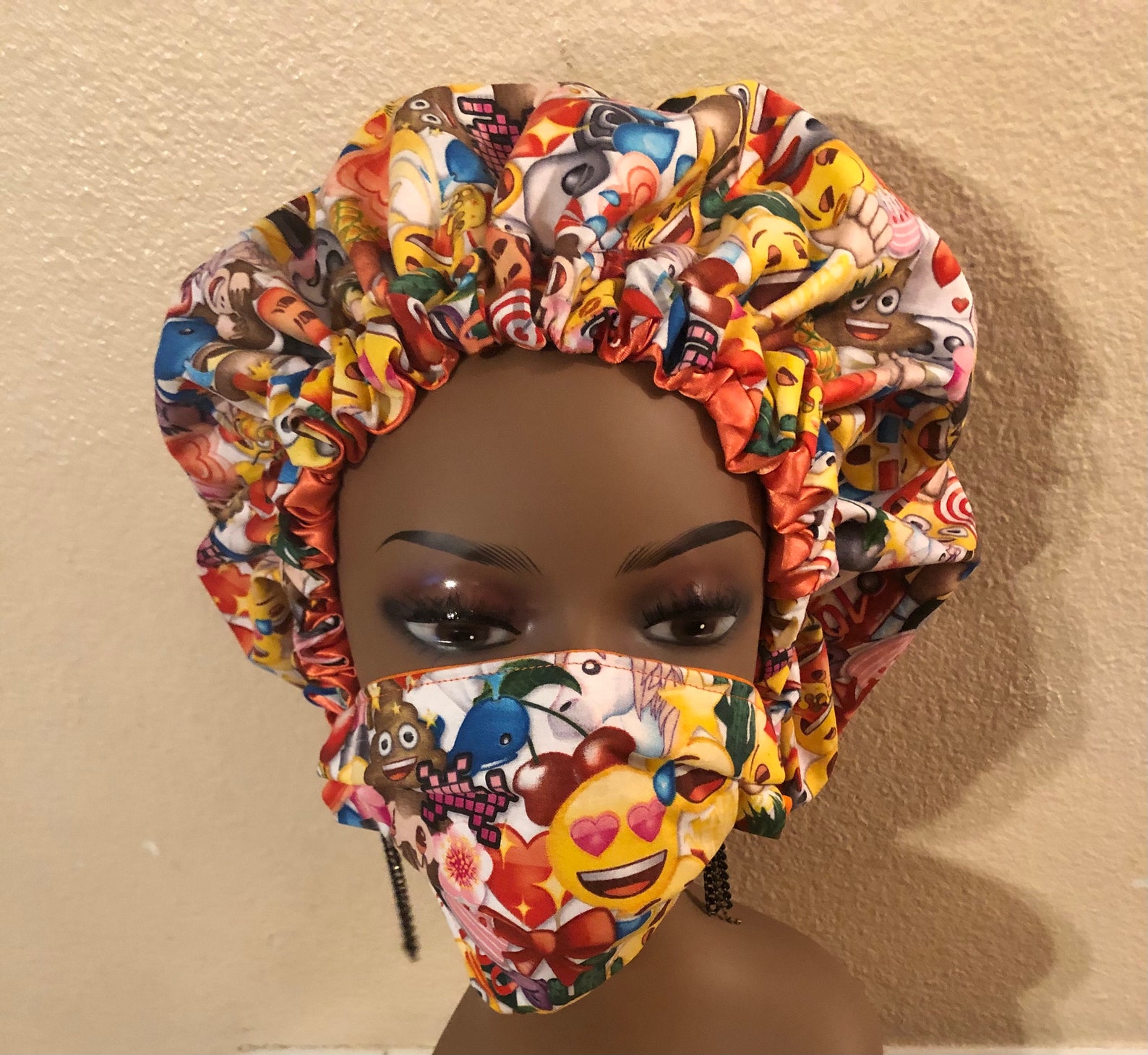 Emoji and Mask Set with Satin Lining Satin Etsy