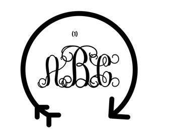 Monogram Decal/Monogram Sticker/Monogram Car Decal/Vinyl Decal/Vinyl Monogram/Yeti Decal/Car Decal/Laptop Decal