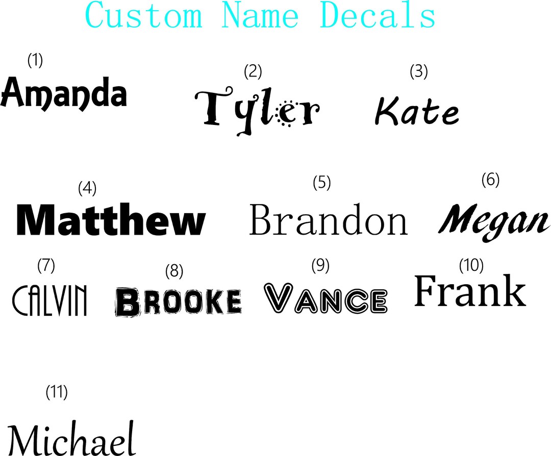 Name Decal Vinyl Name Decal Name Decals Vinyl Decal Etsy