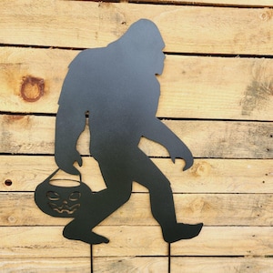 Sasquatch, Halloween, metal garden stake, Trick or treat, October, Bigfoot