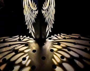 Angel Wings Solar Pathway Light: Steel Garden Walkway Lighting
