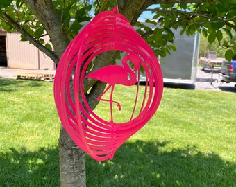 Flamingo Wind Spinner, metal sign, outdoor decor