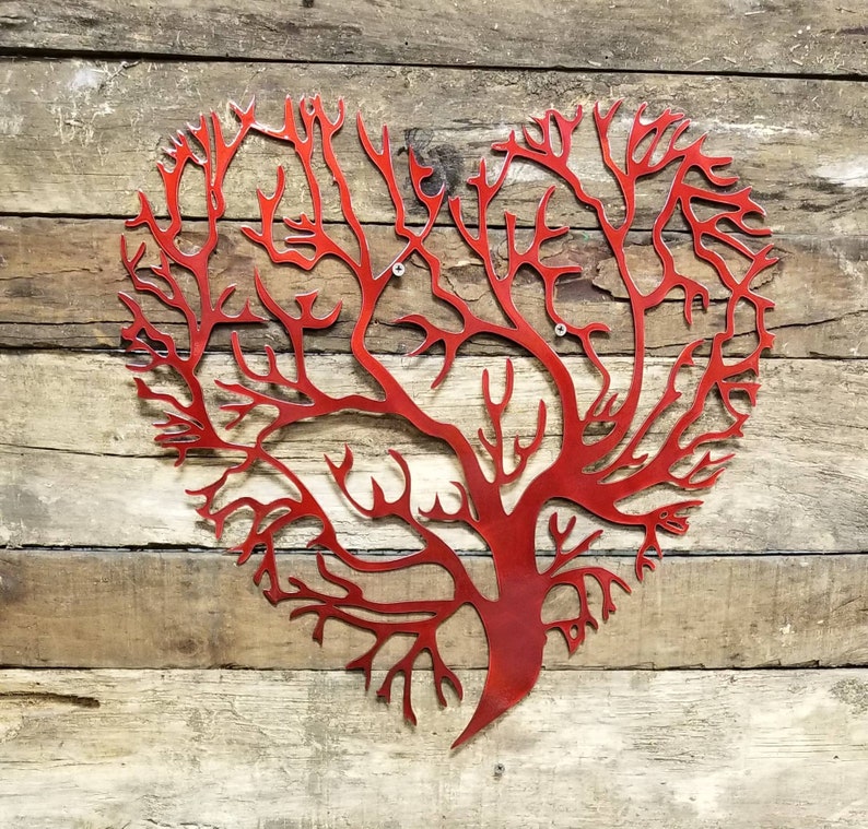 18 Metal Heart Shaped Tree of Life Etsy