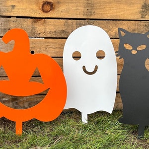 Metal Halloween Garden stakes, Pumpkin, Ghost, Cat, Fall decorations