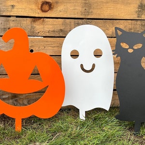 Metal Halloween Garden stakes, Pumpkin, Ghost, Cat