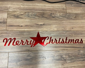 Merry Christmas (Star), metal decoration, wall hanging