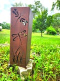 Custom Steel Solar Pathway Light: Dragonfly or House Number