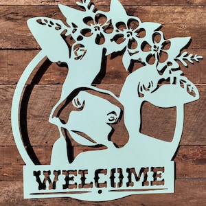 Cow Welcome Sign, farmhouse steel metal sign, farm, animails