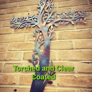 The Living Cross, Tree cross Metal decor, 100% handmade in the USA. Cross wall decor, religious gift.