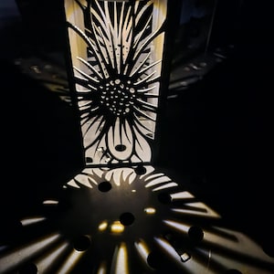 Custom Steel Solar Pathway Light: Floral Garden Decor, House Number Sign