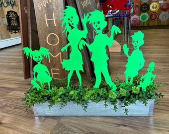 Zombie Family Metal Yard Decor, Steel Halloween Art
