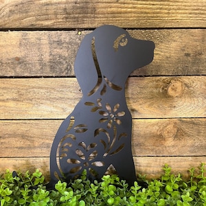 Fancy Dog Garden Stake, metal garden decoration, puppy love,