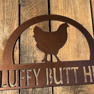 Chicken coop decor, Fluffy Butt Hut, metal decor, chicken love