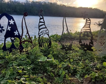 Garden Gnomes, Metal, Individual or Set of 5. 100% Made in the USA