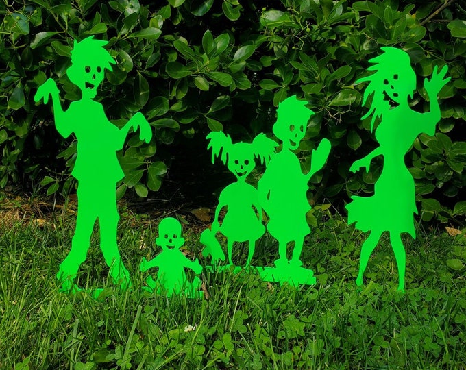 Zombie Family Metal Yard Decor, Steel Halloween Art