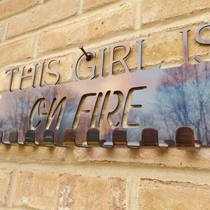 This Girl is on Fire Steel Medal Hanger, Medal Display, Running Medal Display, Sports Awards, Ribbon Display, Athlete gift