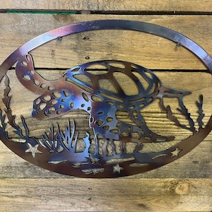 Sea Turtle Scene, beach, ocean, metal, home decor