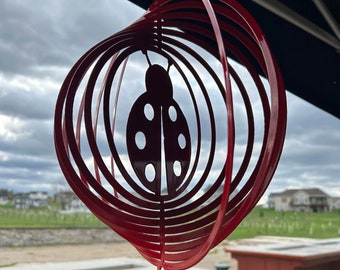 Ladybug wind spinner, Mother's day,  metal, summer and spring decoration