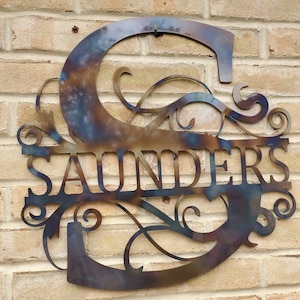 Monogram with Family Name, Personalized, Indoor, Outdoor, Metal sign