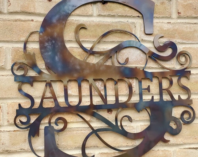 Monogram with Family Name, Personalized, Indoor, Outdoor, Metal sign