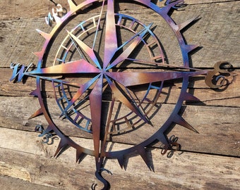 Metal Nautical Compass, coastal decor, metal sign, indoor, outdoor