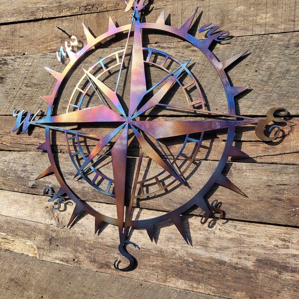 Metal Nautical Compass, coastal decor, metal sign, indoor, outdoor