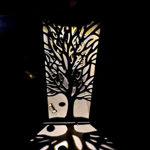 Custom Steel Solar Pathway Light: Tree Design, House Numbers