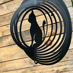 Cat wind spinner, cat lovers, outdoor decor, metal, porch decorations