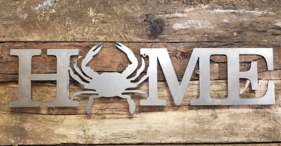 Maryland Crab Home Sign: Metal Wall Art, Coastal Decor