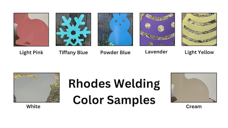 May include: Color samples for metal crafts, including light pink, tiffany blue, powder blue, lavender, light yellow, white, and cream.
