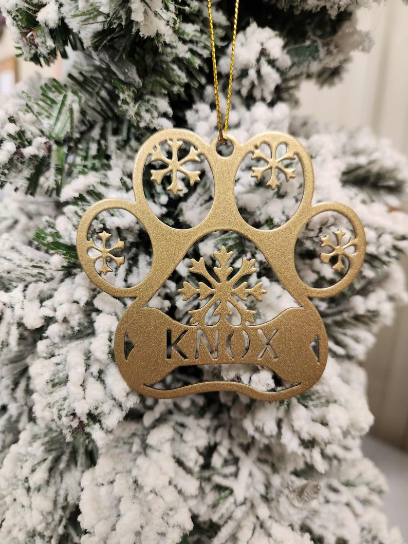 Personalized Metal Paw Print Ornament for Dog Cat Lovers, Dog Mom ...