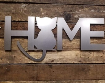 Cat Home metal sign, kitten, cat, wall decoration