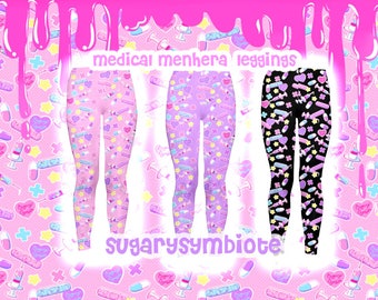 Medical Menhera Leggings menhera, gurokawa, guro kawaii, pastel fashion, nurse kei, creepy cute, printed tights, printed leggings, fairy kei
