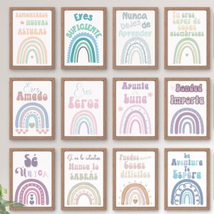Boho Rainbow Spanish Classroom Posters, Growth Mindset, Digital Download, Inspirational Decor,Printable Classroom Decor, Spanish Class Decor