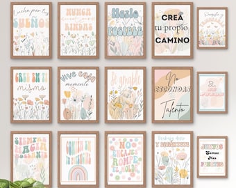 Boho Flower Spanish Classroom Posters: Inspirational Decor (Digital Download)
