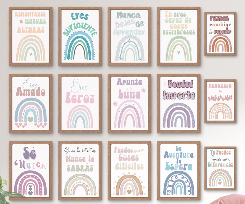 Boho Rainbow Spanish Classroom Posters: Inspirational Decor (digital ...