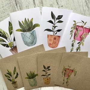 POTTED PLANTS Mini or Regular sized cards set of 4 - floral blank greeting card set - 4 designs - Scattered Seed Co