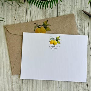 Flat LEMON Notecard Set - Set of 10 - LEMON stationery - LEMON notecard set with coordinating kraft envelopes - Australia