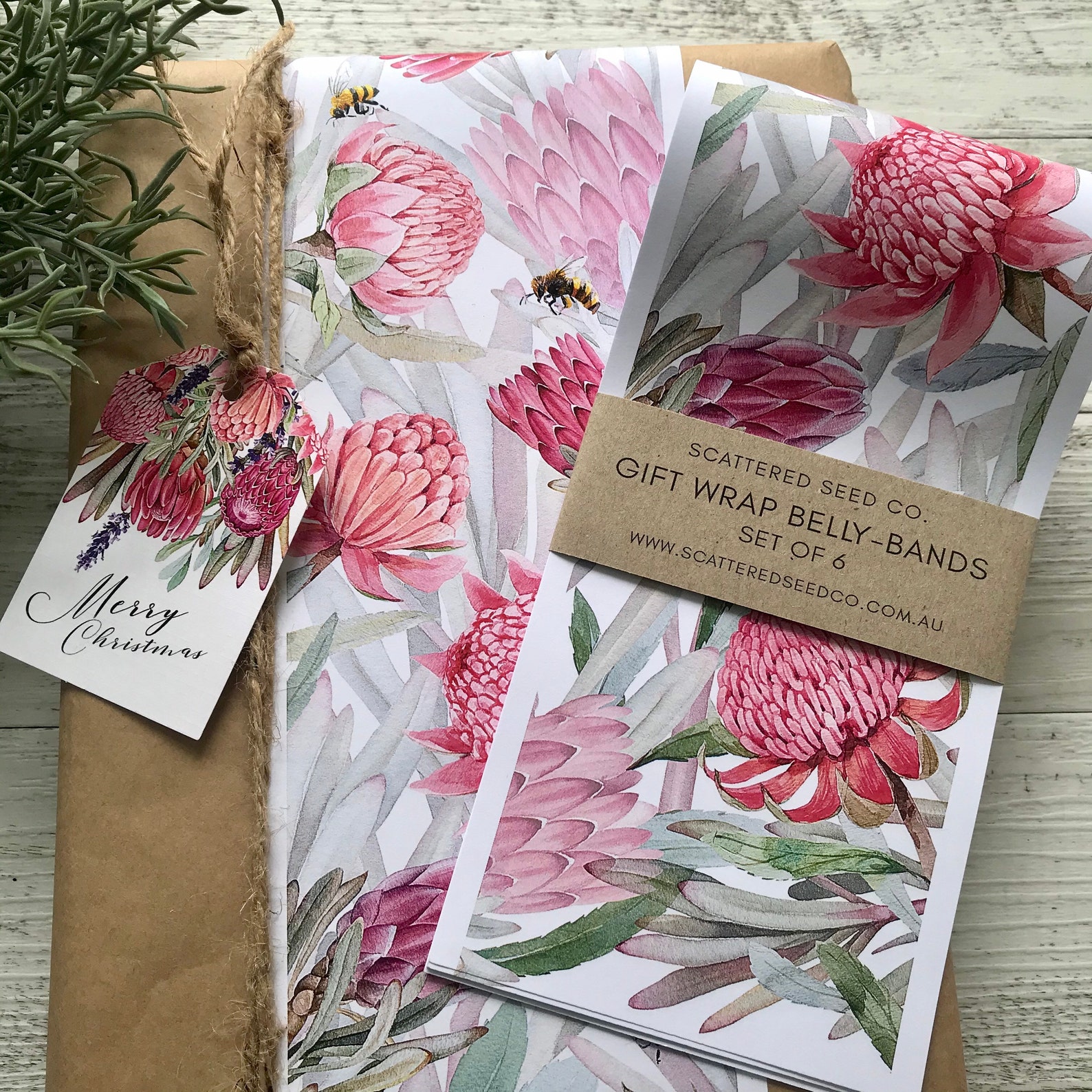 Gift Wrap Bellybands WARATAH / PROTEA COLLECTION Gift Etsy Australia