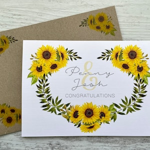 Australian Wedding/Engagement card - Sunflowers Wreath