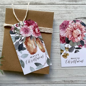 New AUSTRALIAN NATIVE BOUQUET Christmas gift tags - floral Swing Tags - Christmas swing tags - Australian Christmas floral Tags