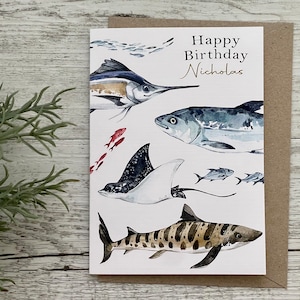 Tarjeta de cumpleaños de PESCA Tarjeta de cumpleaños personalizada con temática de pesca para hombre Tarjeta de felicitación para hombre Tarjeta de cumpleaños de pesca para hombre Tarjeta con temática de pescador