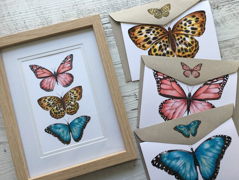 BUTTERFLIES Regular Sized Cards Set of 4 - Butterfly Blank Greeting ...