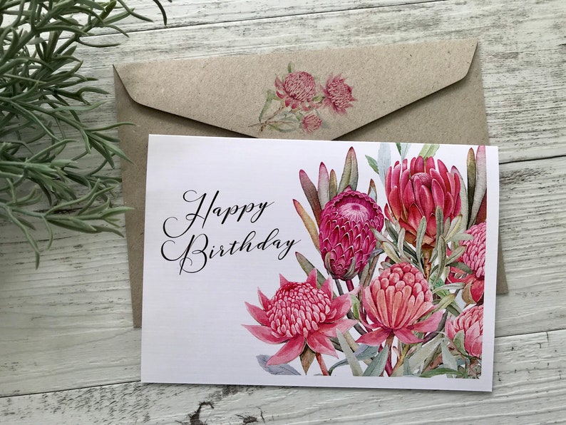 Happy Birthday Card AUSTRALIAN WARATAH Collection Cards Etsy Australia