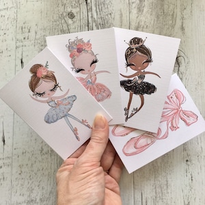 BALLERINA Mini cards set of 4 - BALLET giftcards set - Mini Cards set - BALLERINA cards - Scattered Seed Co