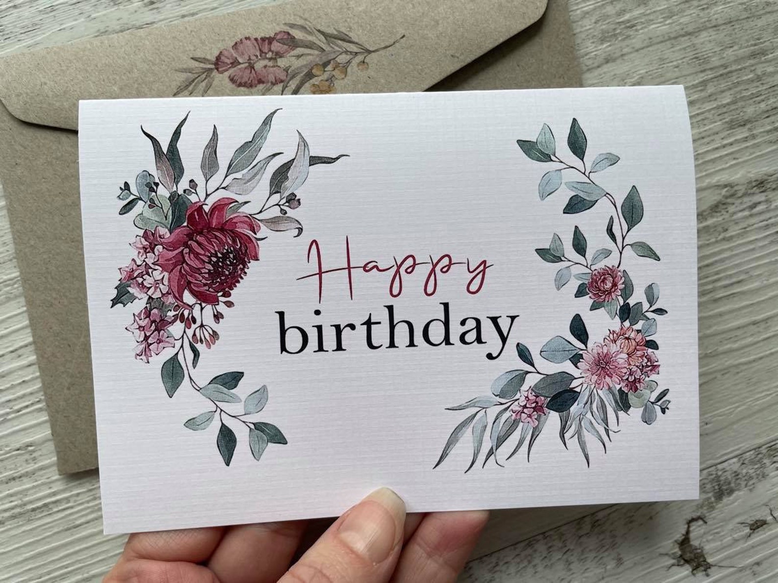 Happy Birthday Card NATIVE AUSTRALIAN BOUQUET Australian Etsy Australia