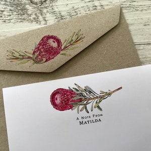 Personalised Writing Paper Set - PROTEA COLLECTION - Set Of 20 - Personalised Notepaper with coordinating kraft envelopes