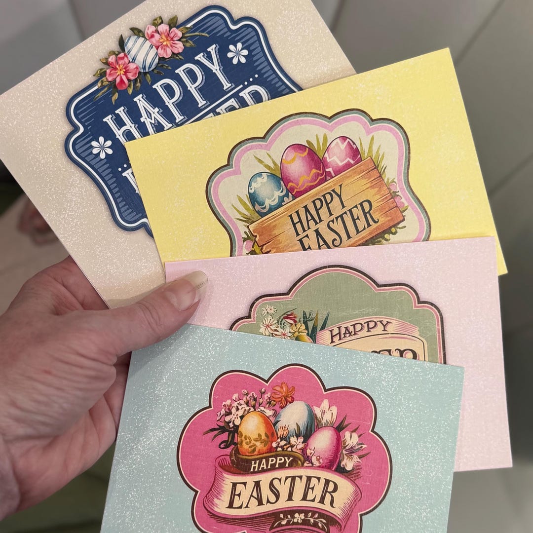 Vintage Style - EASTER Cards - Set of 4 Assorted Sweet Vintage Label ...